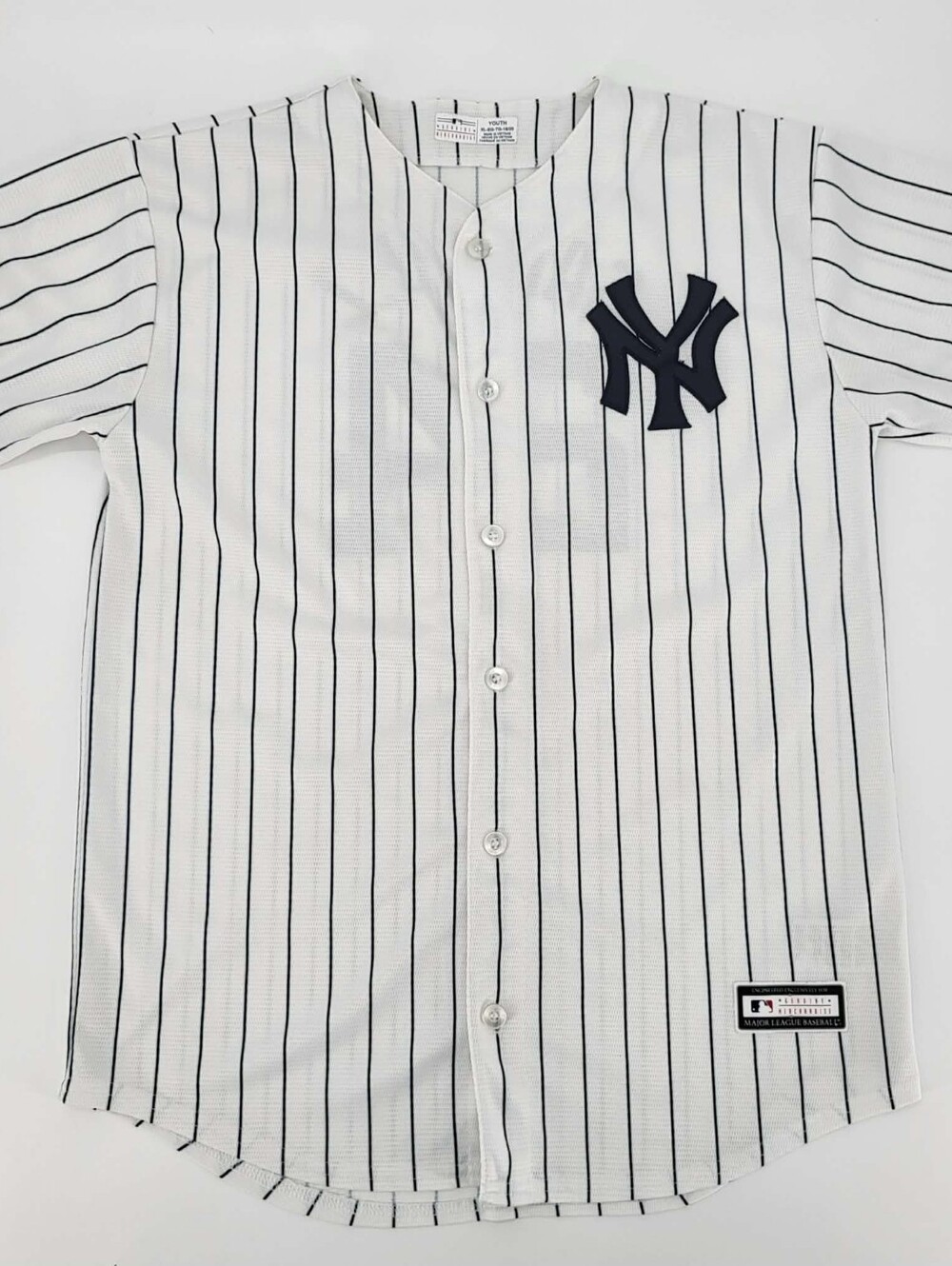 Youth XL White Pinstripe Baseball Jersey